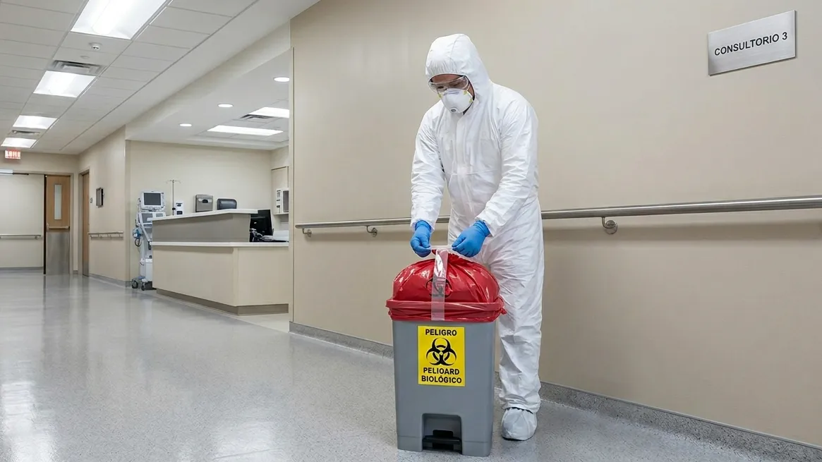 Gestión de residuos biológicos y desinfección profesional certificada